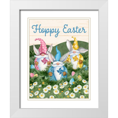 Easter Rabbit Gnomes Vertical White Modern Wood Framed Art Print with Double Matting by Brent, Paul