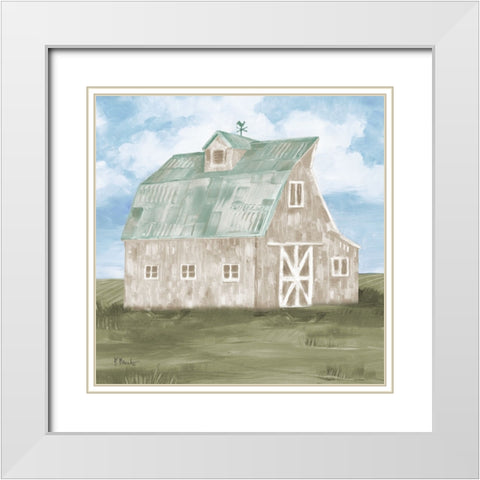 Patina Barn I White Modern Wood Framed Art Print with Double Matting by Brent, Paul