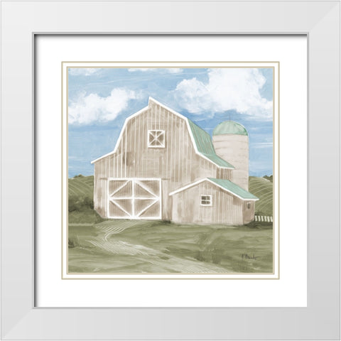 Patina Barn II White Modern Wood Framed Art Print with Double Matting by Brent, Paul