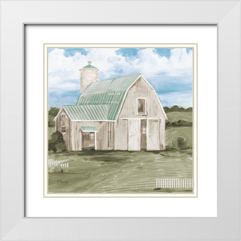 Patina Barn III White Modern Wood Framed Art Print with Double Matting by Brent, Paul
