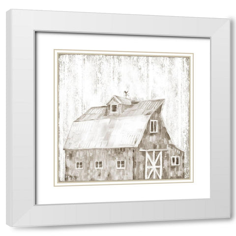 White Wood Barn I White Modern Wood Framed Art Print with Double Matting by Brent, Paul