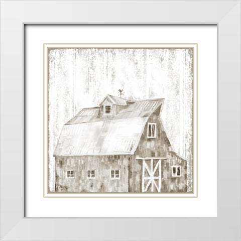 White Wood Barn I White Modern Wood Framed Art Print with Double Matting by Brent, Paul