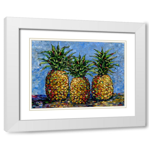 Impressions of Pineapples Horizontal II White Modern Wood Framed Art Print with Double Matting by Brent, Paul