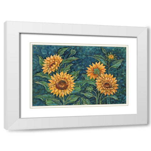 Impressions of Sunflowers Horizontal II White Modern Wood Framed Art Print with Double Matting by Brent, Paul