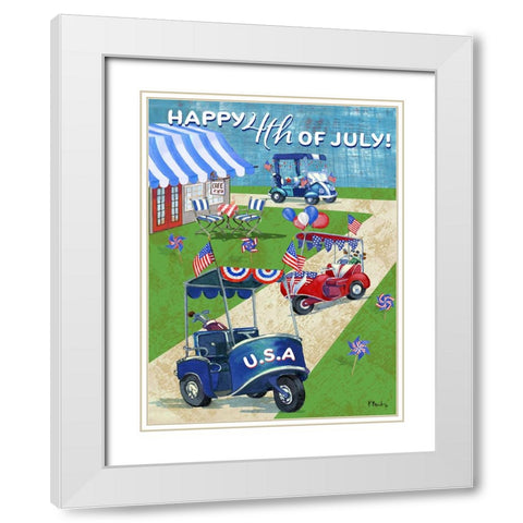 Patriotic Golf Time Vertical White Modern Wood Framed Art Print with Double Matting by Brent, Paul