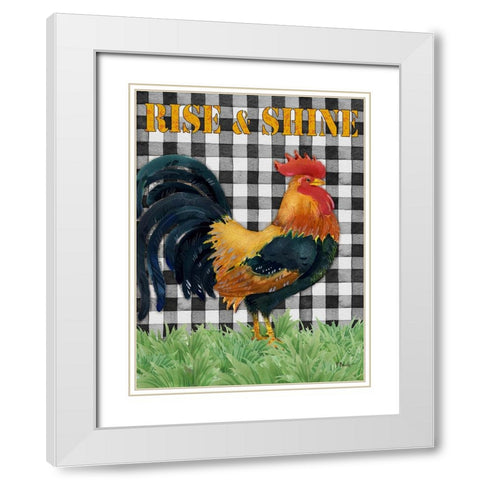 Rising Rooster Vertical White Modern Wood Framed Art Print with Double Matting by Brent, Paul