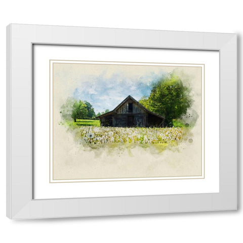 Barn 4 Watercolor White Modern Wood Framed Art Print with Double Matting by Lee, Rachel