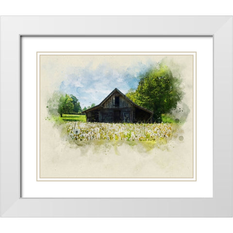 Barn 4 Watercolor White Modern Wood Framed Art Print with Double Matting by Lee, Rachel