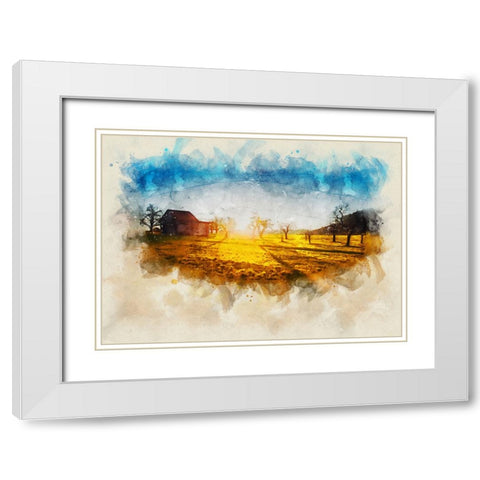 Barn 5 Watercolor White Modern Wood Framed Art Print with Double Matting by Lee, Rachel