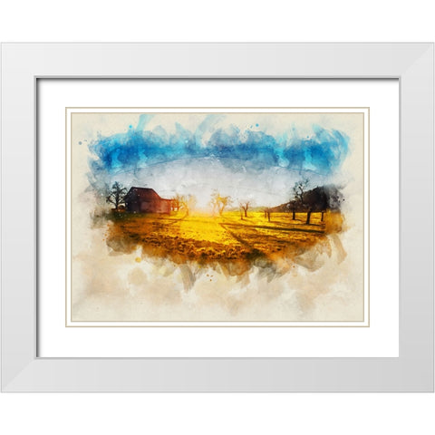 Barn 5 Watercolor White Modern Wood Framed Art Print with Double Matting by Lee, Rachel