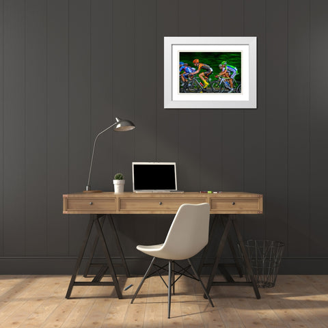 Bikers White Modern Wood Framed Art Print with Double Matting by Lee, Rachel
