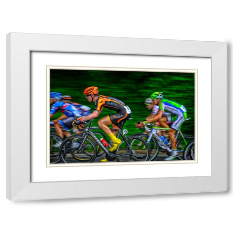 Bikers White Modern Wood Framed Art Print with Double Matting by Lee, Rachel