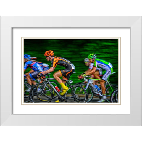 Bikers White Modern Wood Framed Art Print with Double Matting by Lee, Rachel
