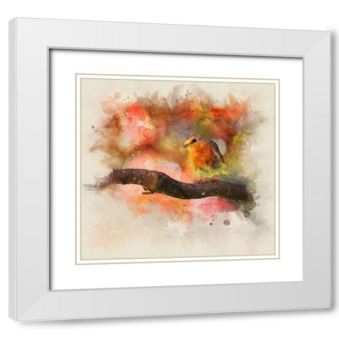 Bird 18 Watercolor White Modern Wood Framed Art Print with Double Matting by Lee, Rachel