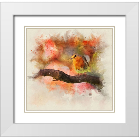 Bird 18 Watercolor White Modern Wood Framed Art Print with Double Matting by Lee, Rachel