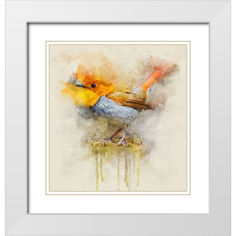 Bird 4 Watercolor White Modern Wood Framed Art Print with Double Matting by Lee, Rachel