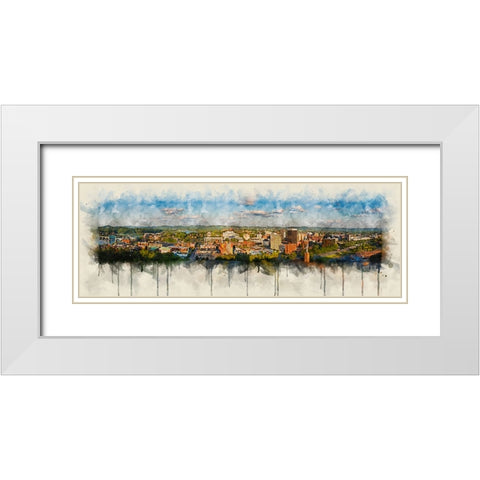Cameron Hill View Watercolor White Modern Wood Framed Art Print with Double Matting by Lee, Rachel