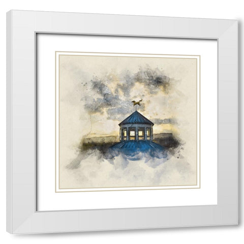 Carousel Last Light Watercolor White Modern Wood Framed Art Print with Double Matting by Lee, Rachel