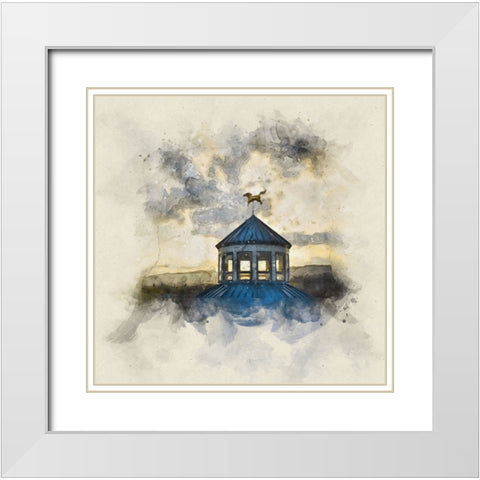 Carousel Last Light Watercolor White Modern Wood Framed Art Print with Double Matting by Lee, Rachel