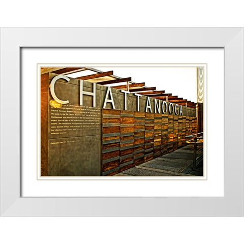 Chatt Pier Sign White Modern Wood Framed Art Print with Double Matting by Lee, Rachel