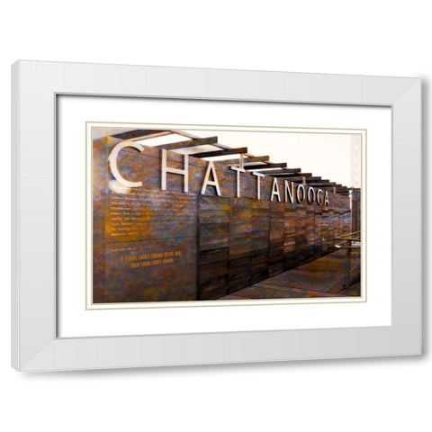 Chatt Pier Sign Lucky Enough White Modern Wood Framed Art Print with Double Matting by Lee, Rachel