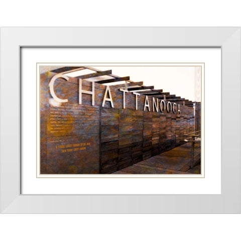 Chatt Pier Sign Lucky Enough White Modern Wood Framed Art Print with Double Matting by Lee, Rachel