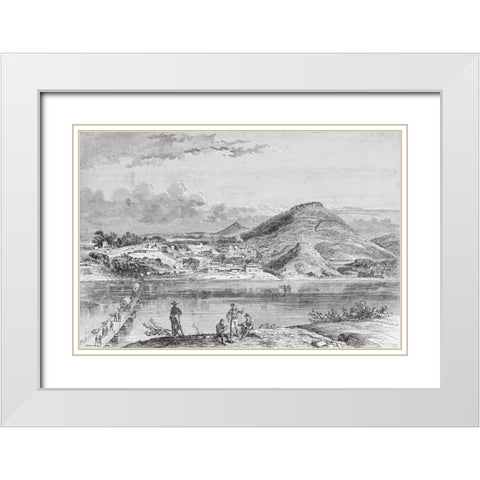 Chattanooga from North Bank of River 1894 White Modern Wood Framed Art Print with Double Matting by Lee, Rachel
