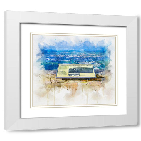 Chattanooga Missionary Ridge Plaque Watercolor White Modern Wood Framed Art Print with Double Matting by Lee, Rachel