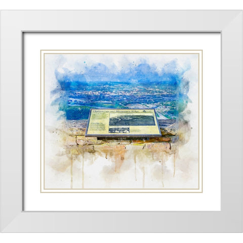 Chattanooga Missionary Ridge Plaque Watercolor White Modern Wood Framed Art Print with Double Matting by Lee, Rachel