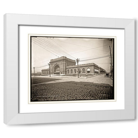 Choo Choo Hotel Antique Sepia White Modern Wood Framed Art Print with Double Matting by Lee, Rachel