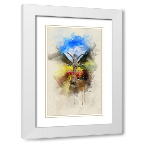 Choo Choo Pixie Watercolor White Modern Wood Framed Art Print with Double Matting by Lee, Rachel