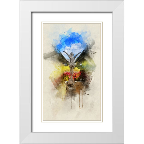 Choo Choo Pixie Watercolor White Modern Wood Framed Art Print with Double Matting by Lee, Rachel