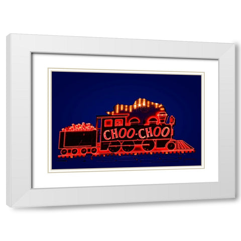 Choo Choo Sign White Modern Wood Framed Art Print with Double Matting by Lee, Rachel