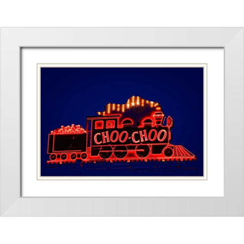 Choo Choo Sign White Modern Wood Framed Art Print with Double Matting by Lee, Rachel