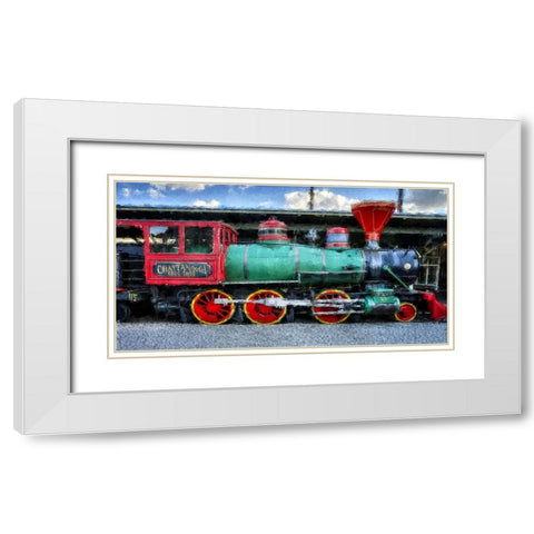 Choo Choo Train Oil Paint White Modern Wood Framed Art Print with Double Matting by Lee, Rachel