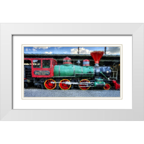 Choo Choo Train Oil Paint White Modern Wood Framed Art Print with Double Matting by Lee, Rachel