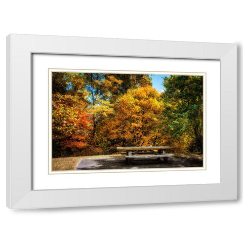 Fall Picnic White Modern Wood Framed Art Print with Double Matting by Lee, Rachel