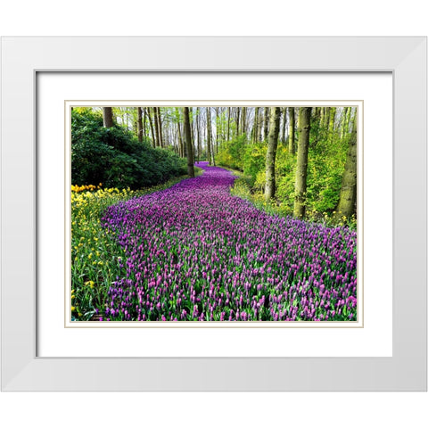 Flower 75 White Modern Wood Framed Art Print with Double Matting by Lee, Rachel