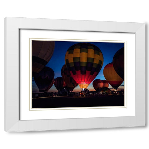 Hot Air Balloon 3 White Modern Wood Framed Art Print with Double Matting by Lee, Rachel