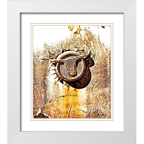 Longhorn White Modern Wood Framed Art Print with Double Matting by Lee, Rachel