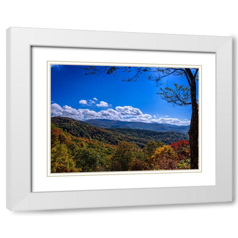 NC Fall Mountains 1 White Modern Wood Framed Art Print with Double Matting by Lee, Rachel