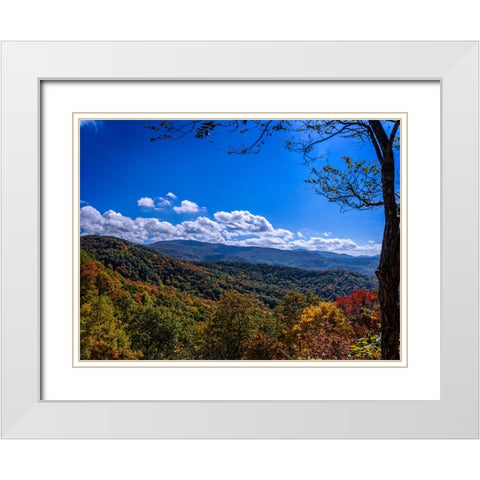 NC Fall Mountains 1 White Modern Wood Framed Art Print with Double Matting by Lee, Rachel