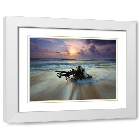 Ocean 28 White Modern Wood Framed Art Print with Double Matting by Lee, Rachel