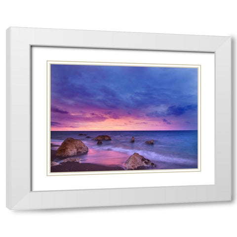 Ocean 33 White Modern Wood Framed Art Print with Double Matting by Lee, Rachel