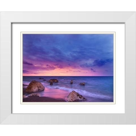 Ocean 33 White Modern Wood Framed Art Print with Double Matting by Lee, Rachel