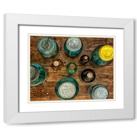 Old Jars White Modern Wood Framed Art Print with Double Matting by Lee, Rachel