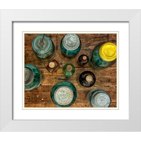 Old Jars White Modern Wood Framed Art Print with Double Matting by Lee, Rachel