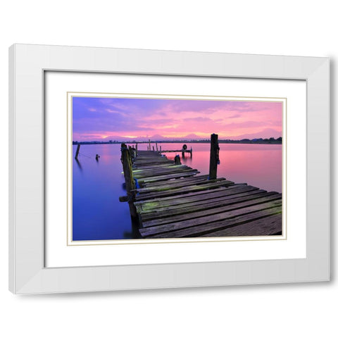 Pier 11 White Modern Wood Framed Art Print with Double Matting by Lee, Rachel