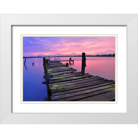 Pier 11 White Modern Wood Framed Art Print with Double Matting by Lee, Rachel