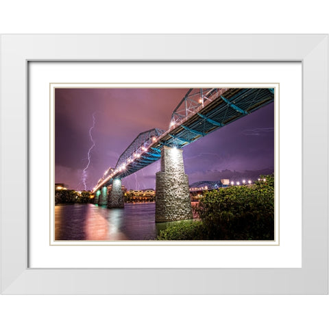 Scenic City 85 White Modern Wood Framed Art Print with Double Matting by Lee, Rachel